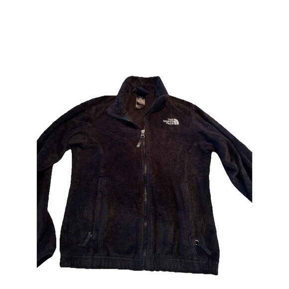 The North Face Other - The North Face Black Fuzzy Furry Full Zip Fleece Jacket girls Sz Medium (10/12)